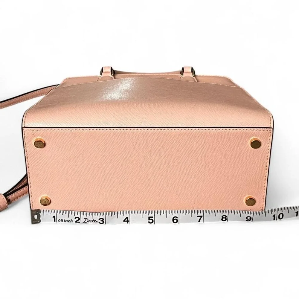 Kate Spade Blush Pink Saffiano Leather Satchel Crossbody Bag Gold Hardware Purse